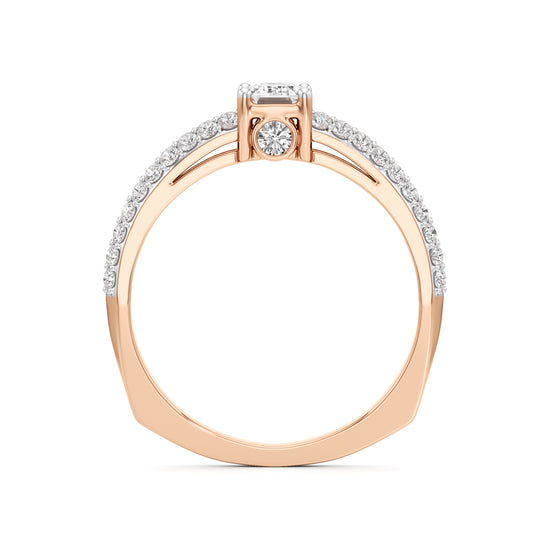 Emerald Cut Solitaire with Pave Accent Ring