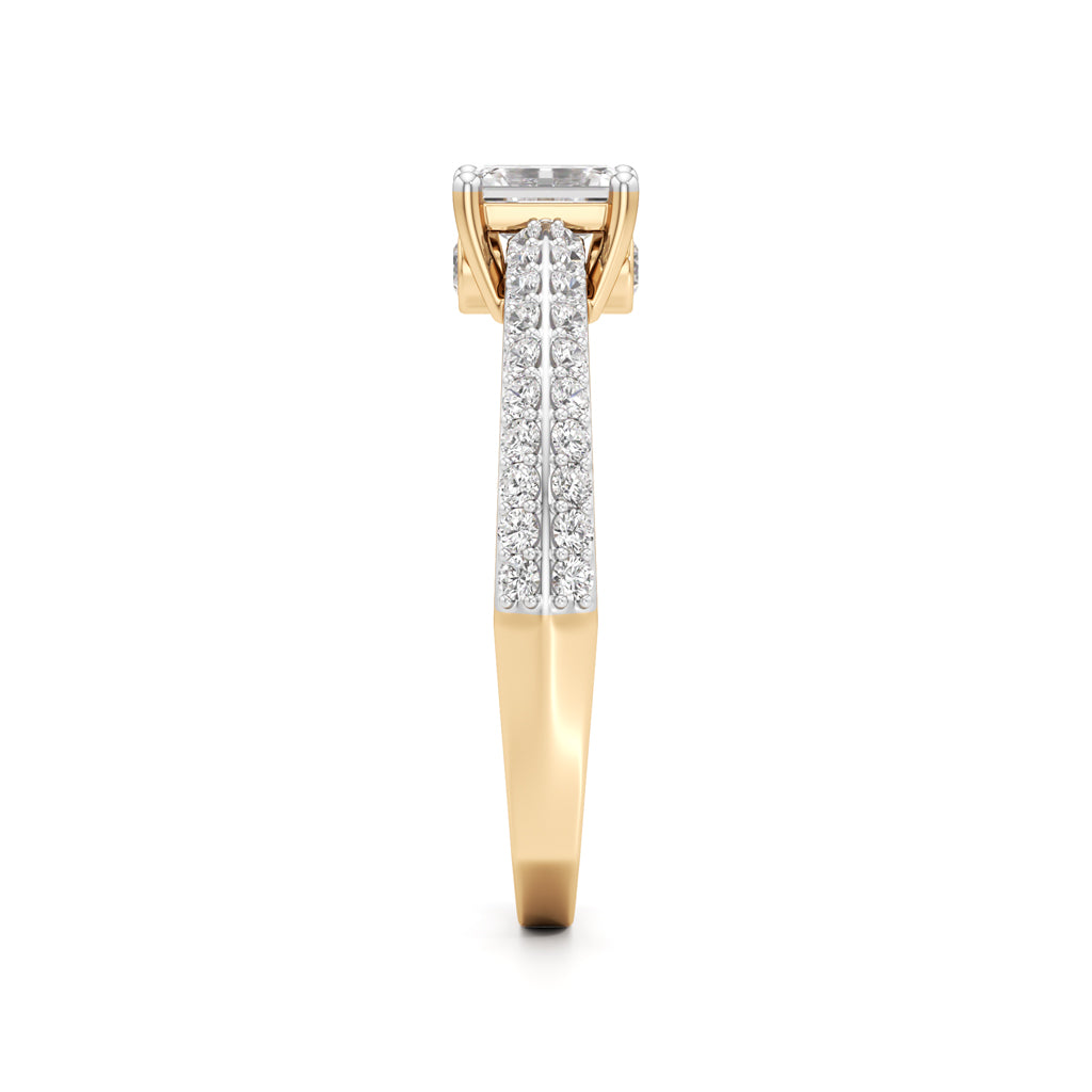 Emerald Cut Solitaire with Pave Accent Ring