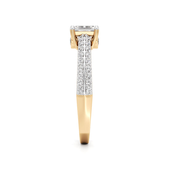 Emerald Cut Solitaire with Pave Accent Ring