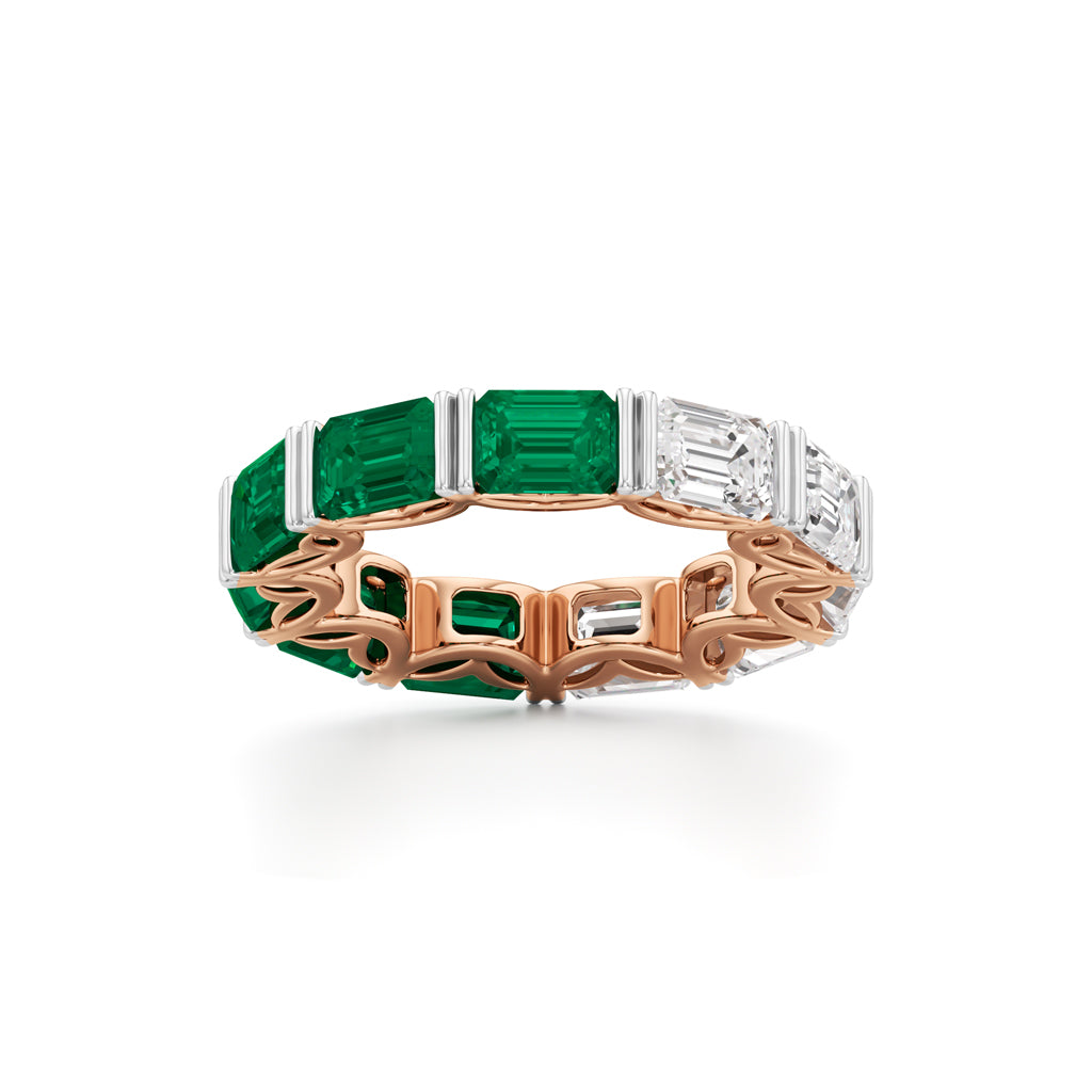 Emerald & Diamond Eternity Band