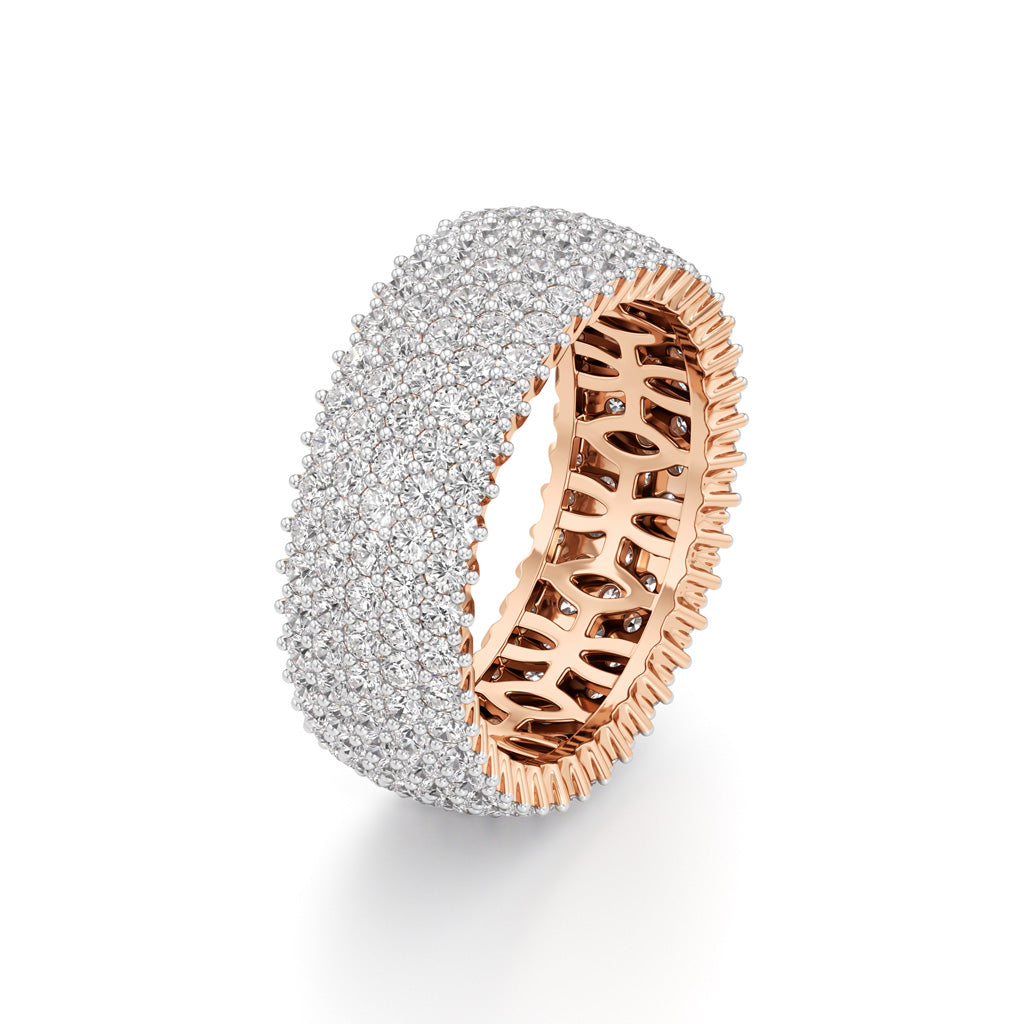 Wide Haloed Diamond Band