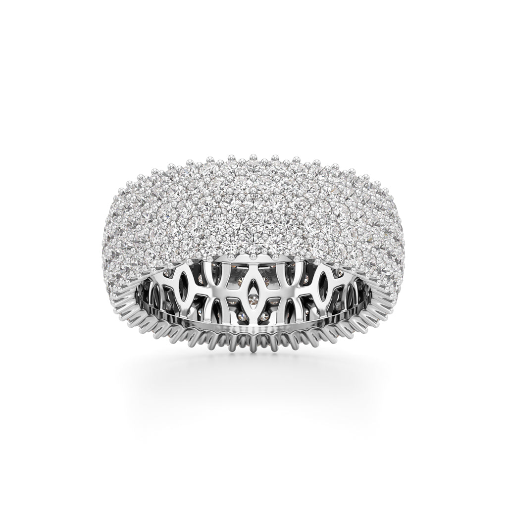 Wide Haloed Diamond Band