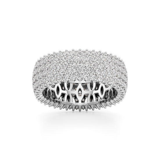 Wide Haloed Diamond Band