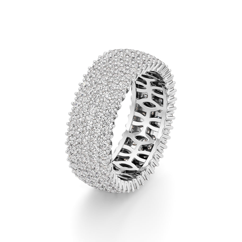Wide Haloed Diamond Band