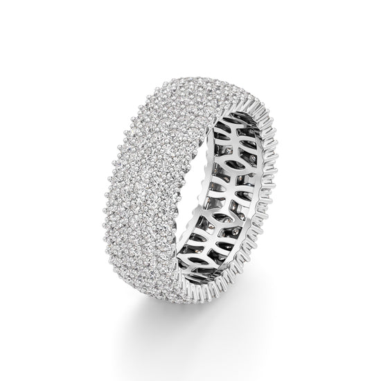 Wide Haloed Diamond Band