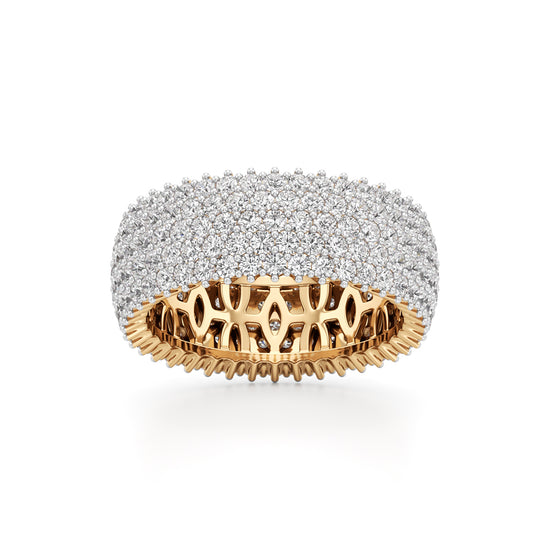 Wide Haloed Diamond Band