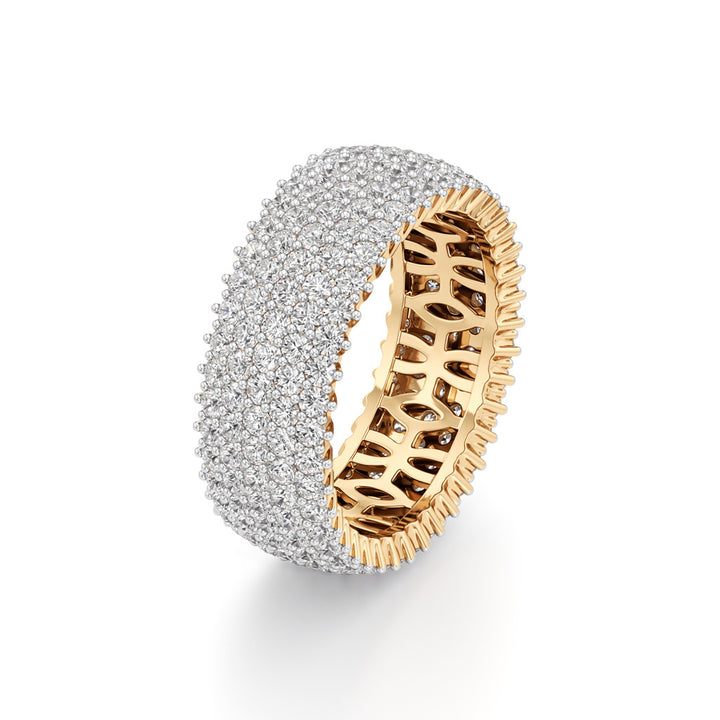 Wide Haloed Diamond Band