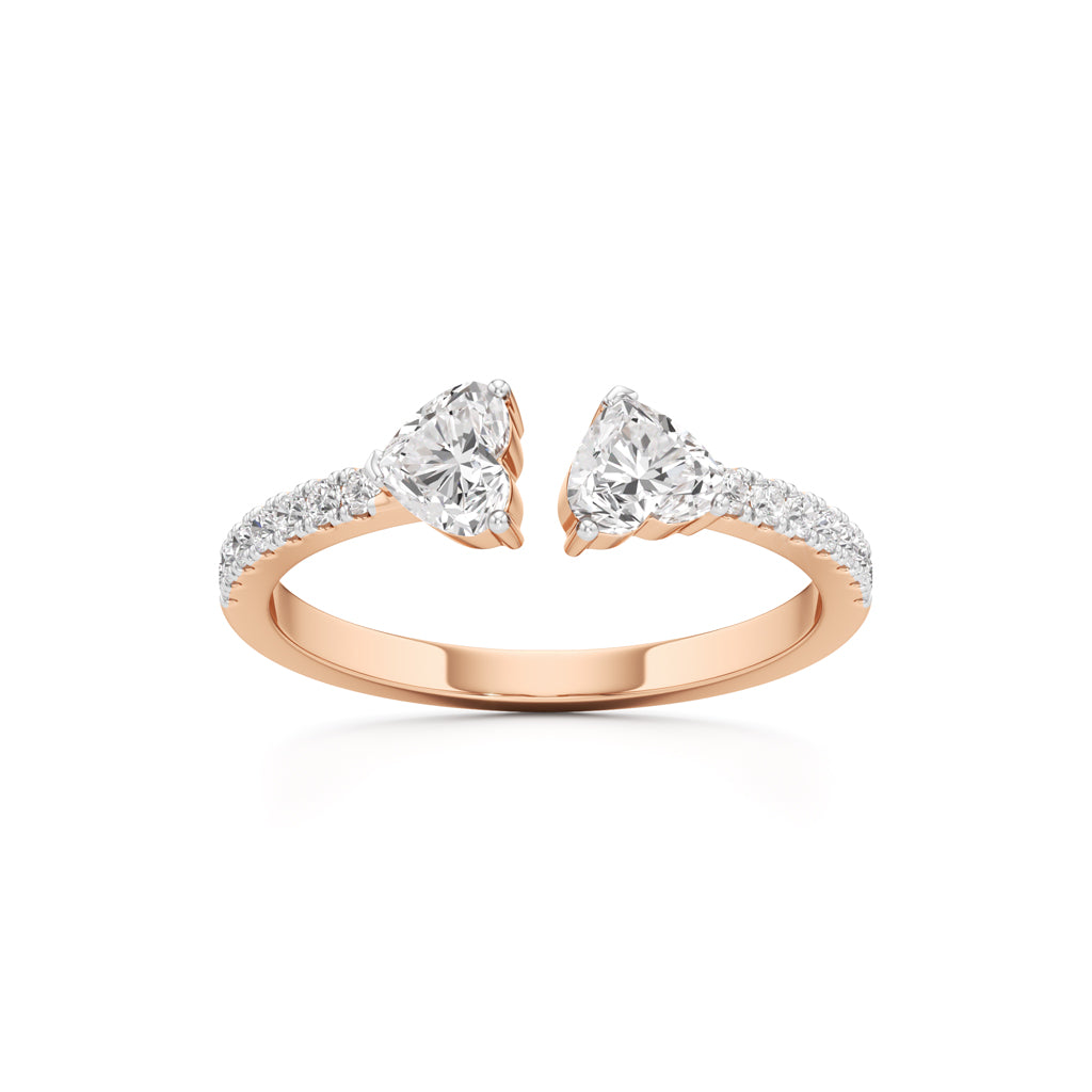 Open Heart Diamond Moonlit Ring