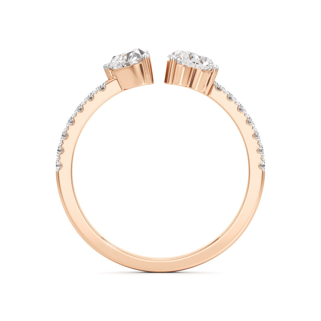 Open Heart Diamond Moonlit Ring