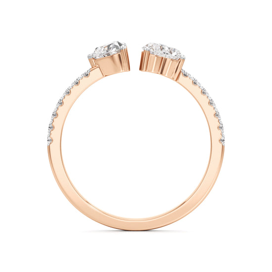 Open Heart Diamond Moonlit Ring