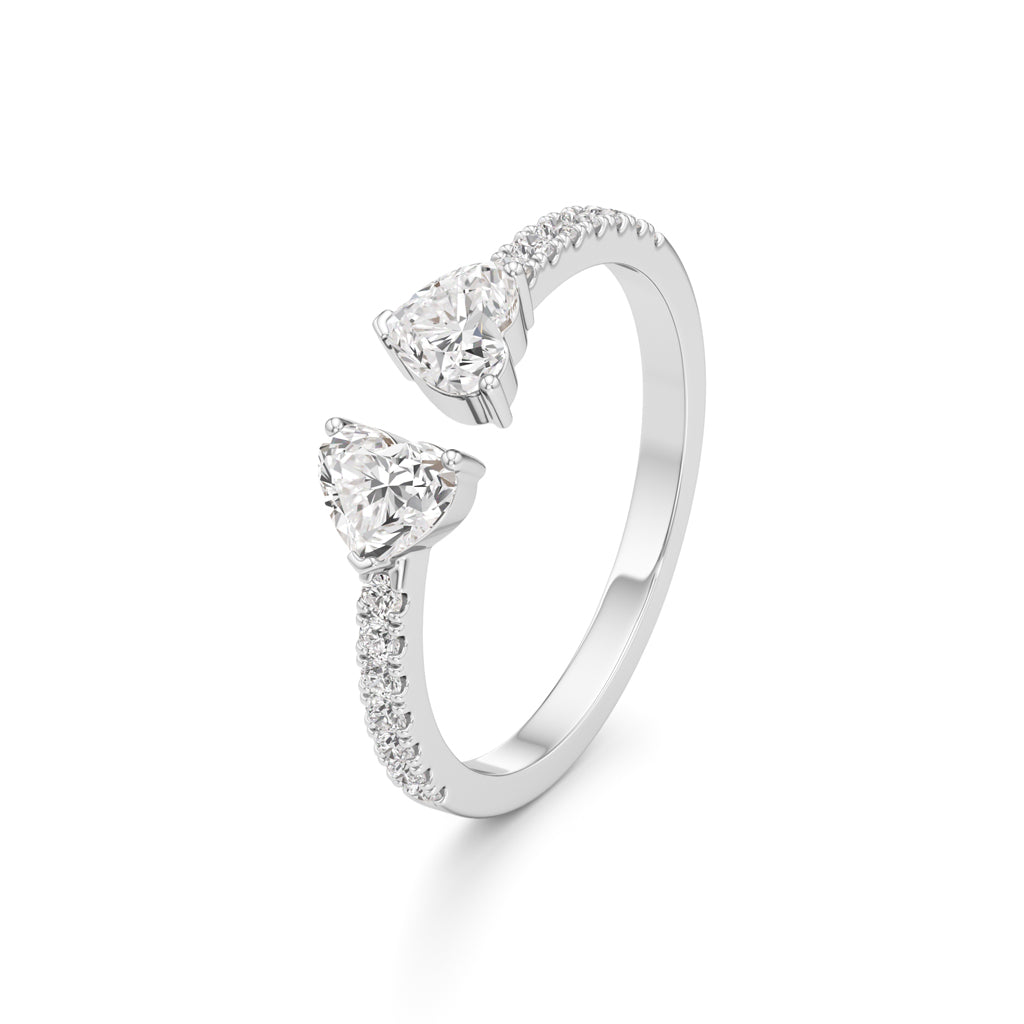 Open Heart Diamond Moonlit Ring