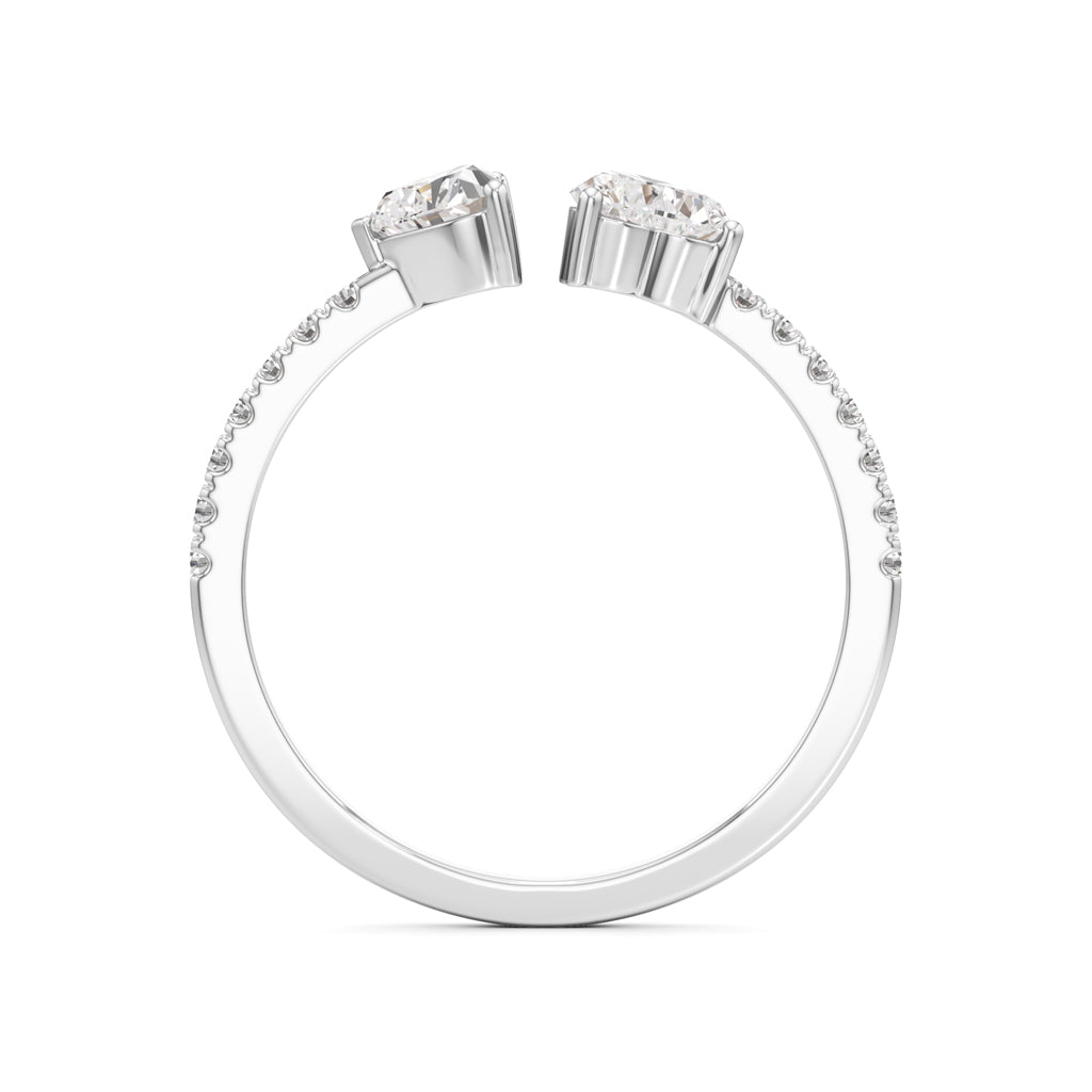 Open Heart Diamond Moonlit Ring