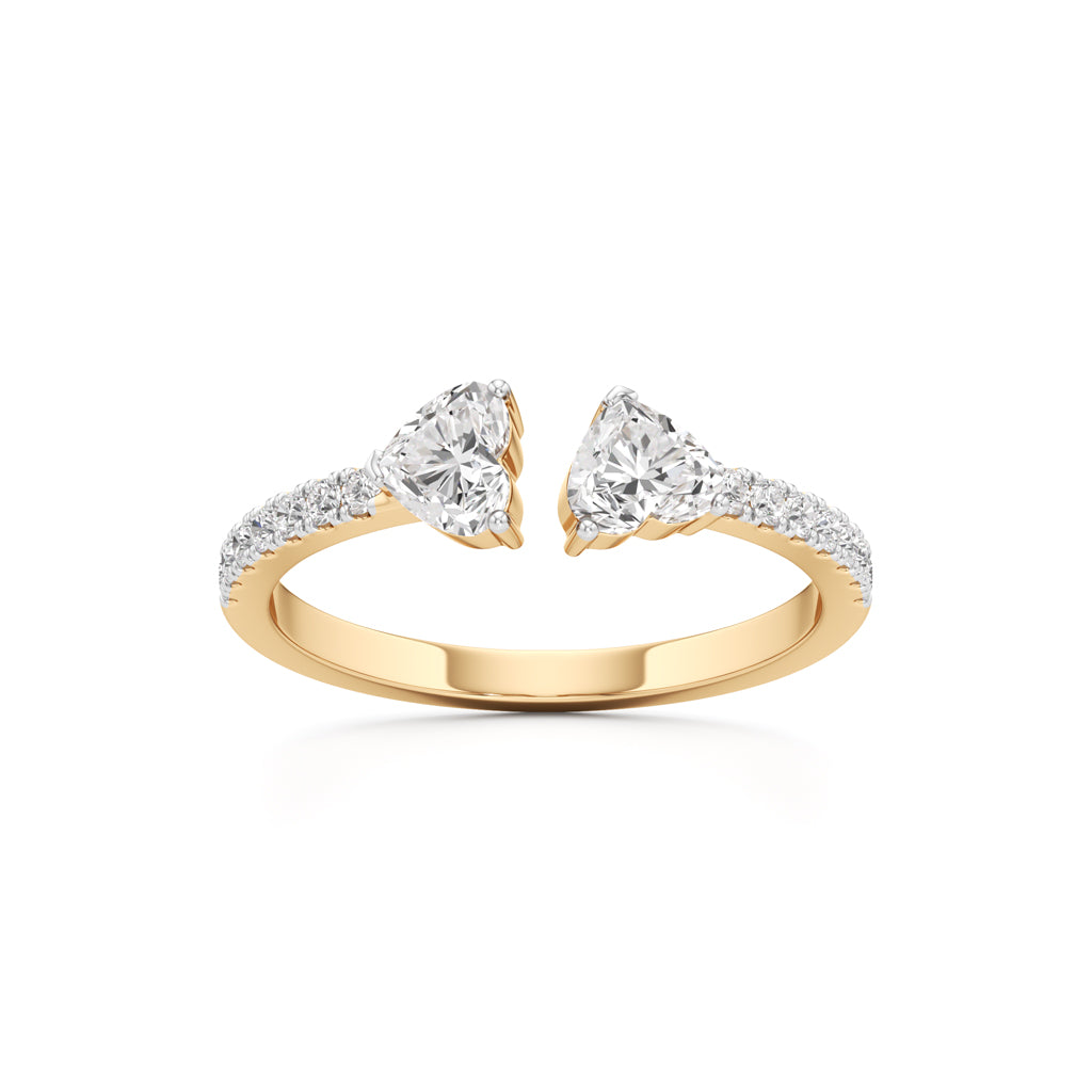 Open Heart Diamond Moonlit Ring