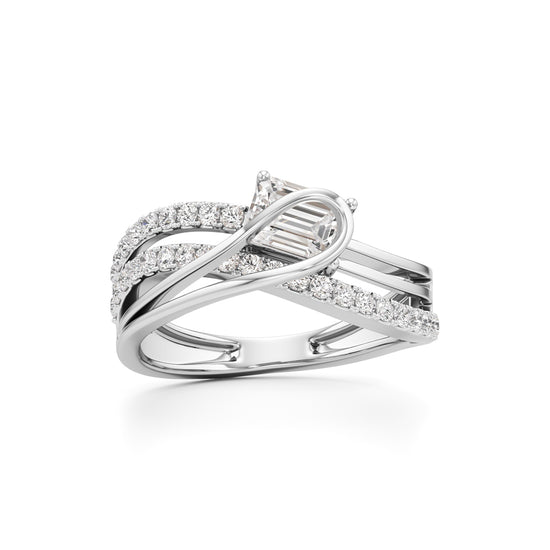 Emerald Cut Intertwined Spark Ring