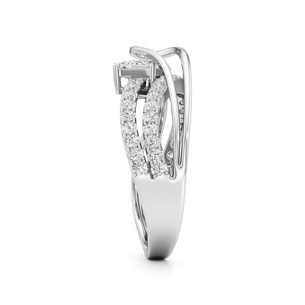 Emerald Cut Intertwined Spark Ring