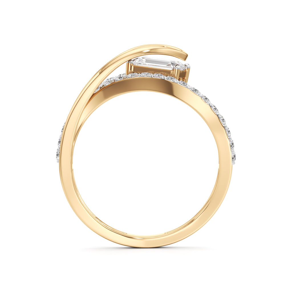 Emerald Cut Intertwined Spark Ring