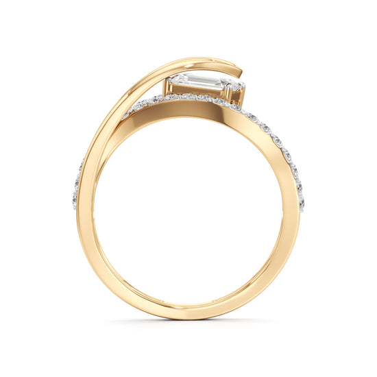 Emerald Cut Intertwined Spark Ring