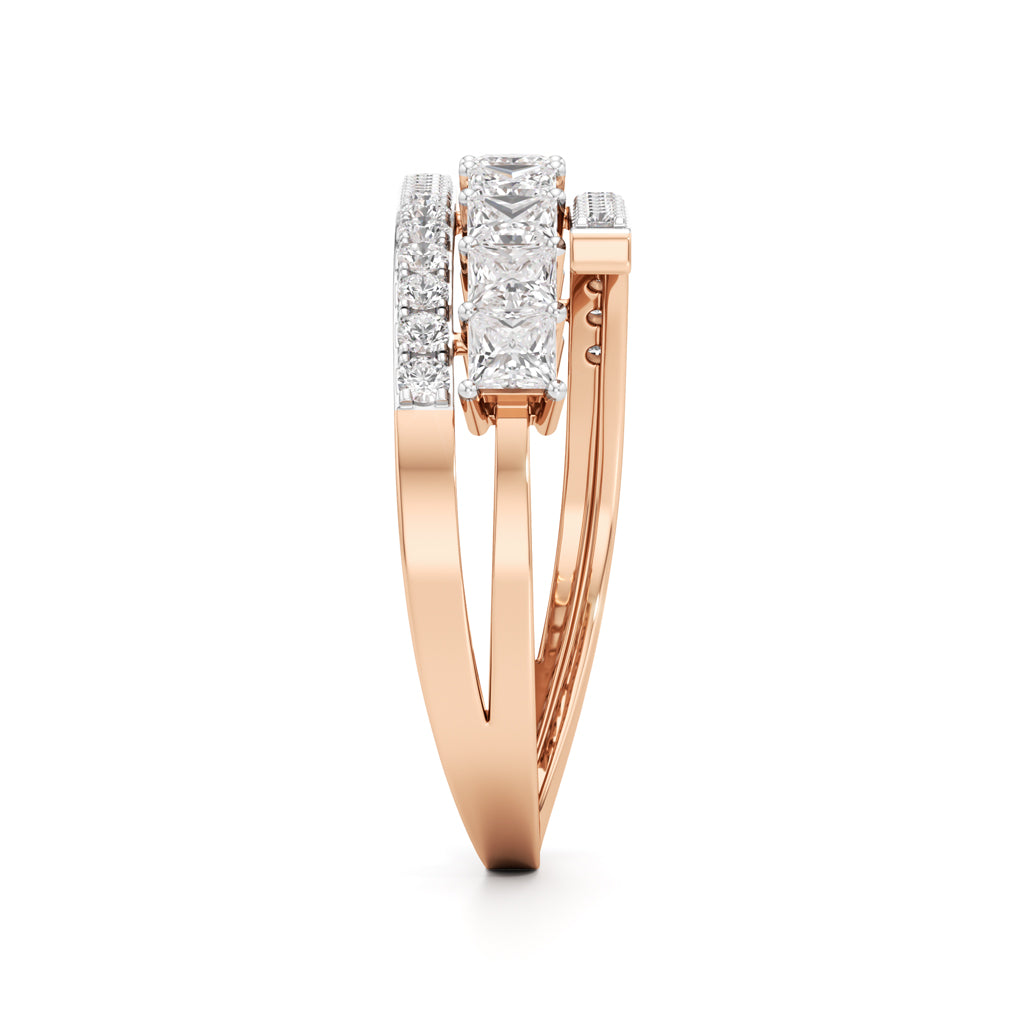Multi-Row Princess Cut Lab Diamond Ring