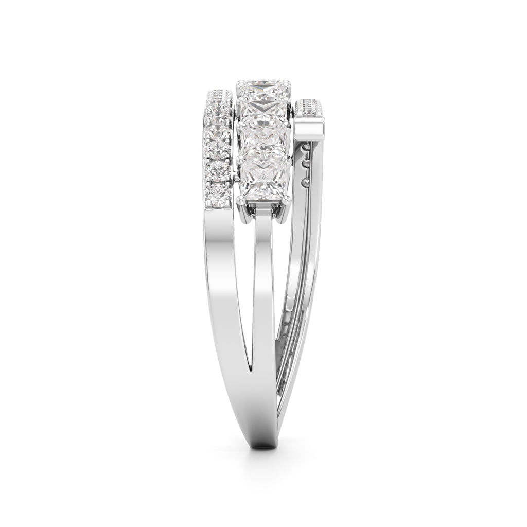 Multi-Row Princess Cut Lab Diamond Ring