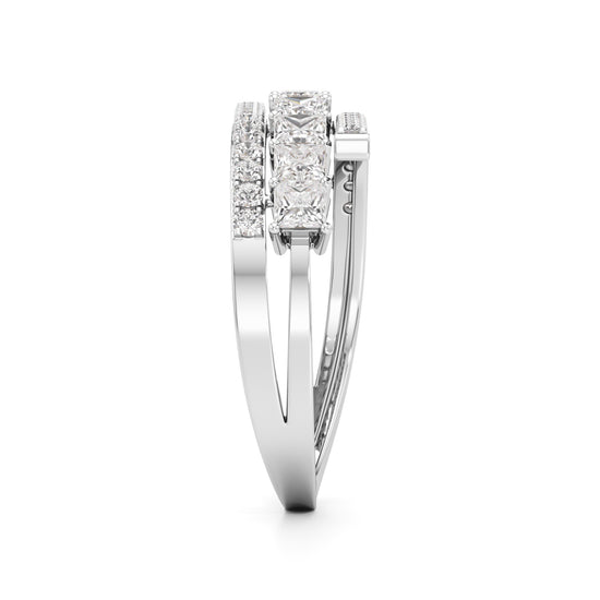 Multi-Row Princess Cut Lab Diamond Ring
