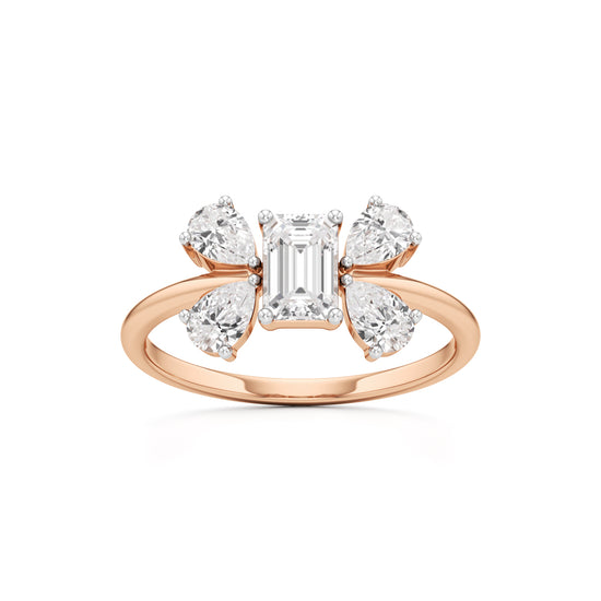 Emerald Cut & Pear Glimstripe Ring