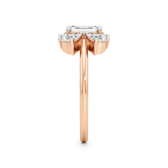 Emerald Cut & Pear Glimstripe Ring