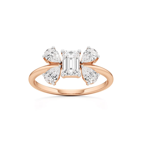 Emerald Cut  Pear Glimstripe Ring