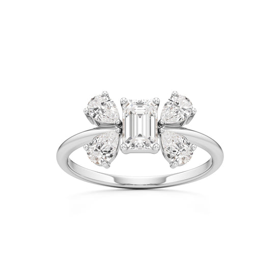 Emerald Cut & Pear Glimstripe Ring