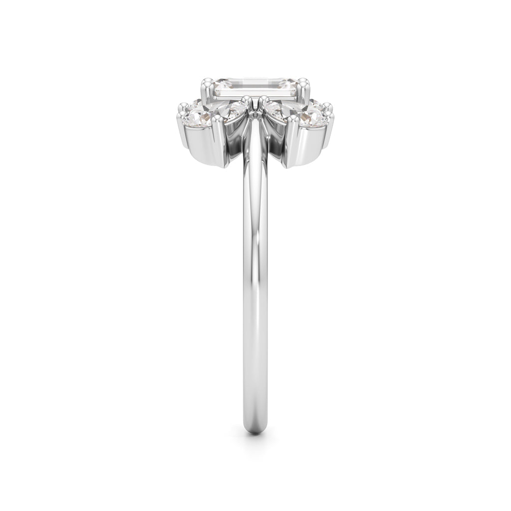 Emerald Cut & Pear Glimstripe Ring
