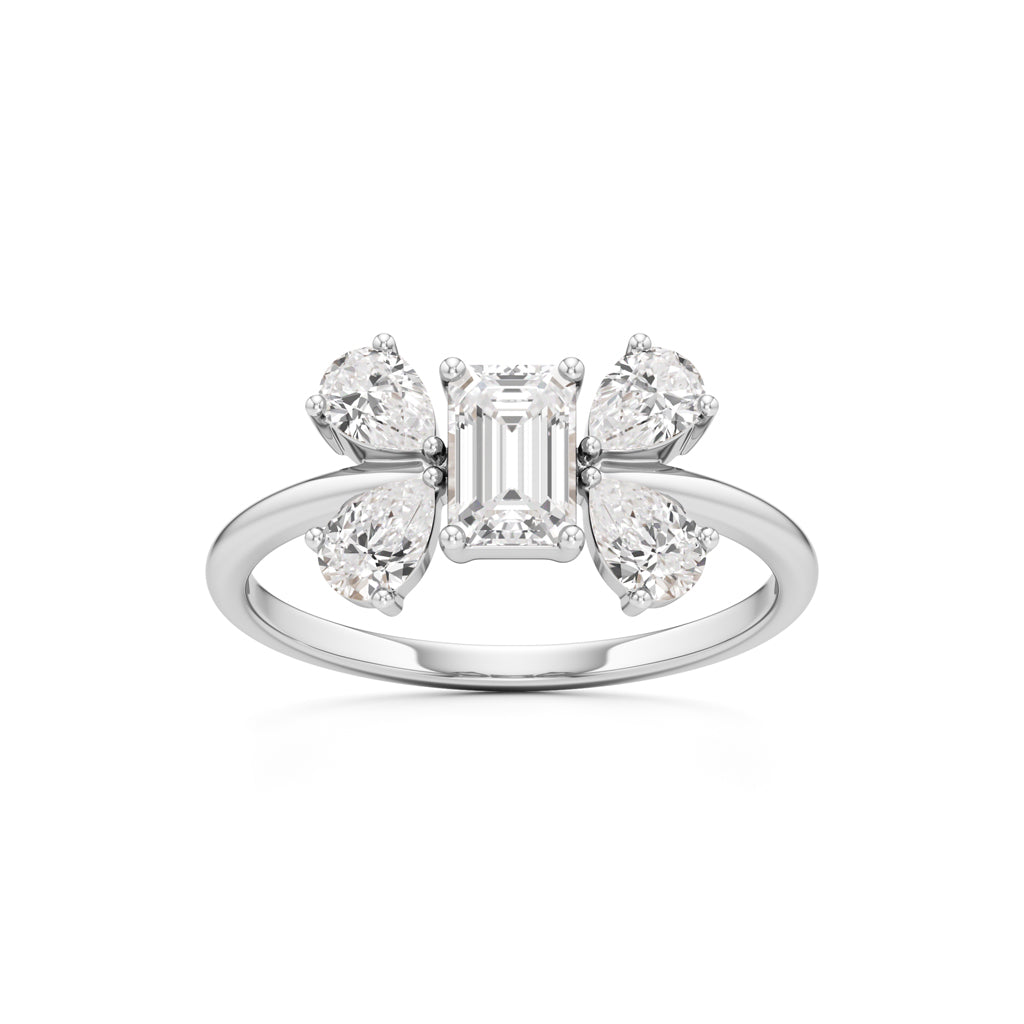 Emerald Cut  Pear Glimstripe Ring
