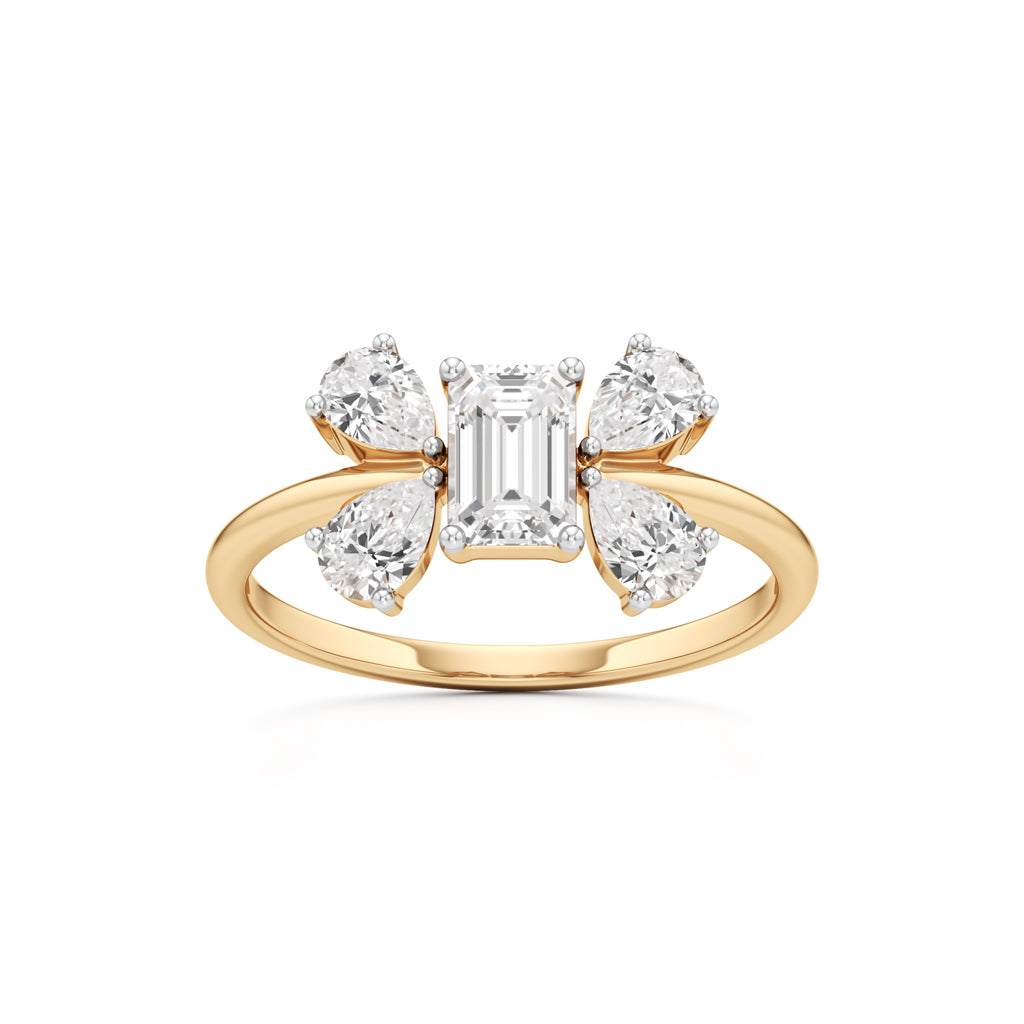 Emerald Cut & Pear Glimstripe Ring