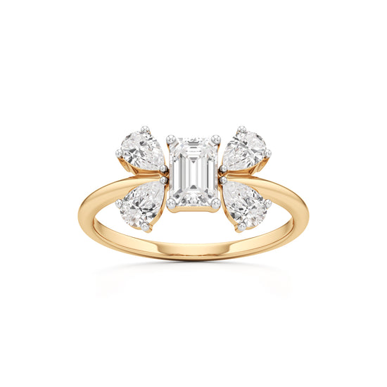 Emerald Cut & Pear Glimstripe Ring