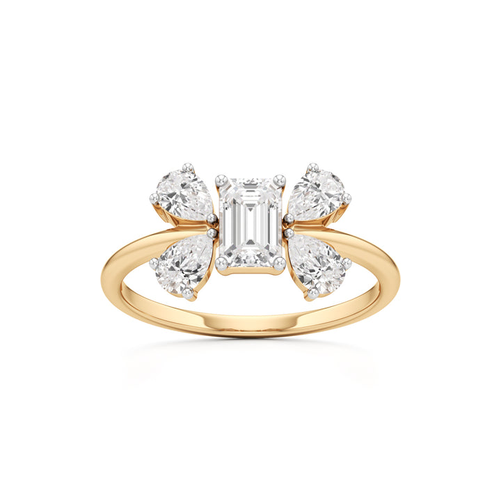 Emerald Cut & Pear Glimstripe Ring
