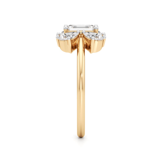 Emerald Cut & Pear Glimstripe Ring