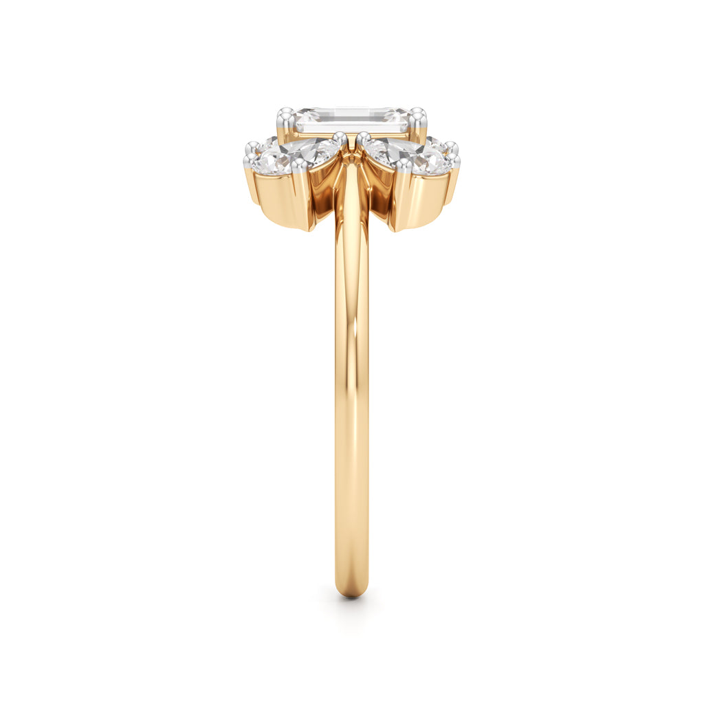 Emerald Cut  Pear Glimstripe Ring