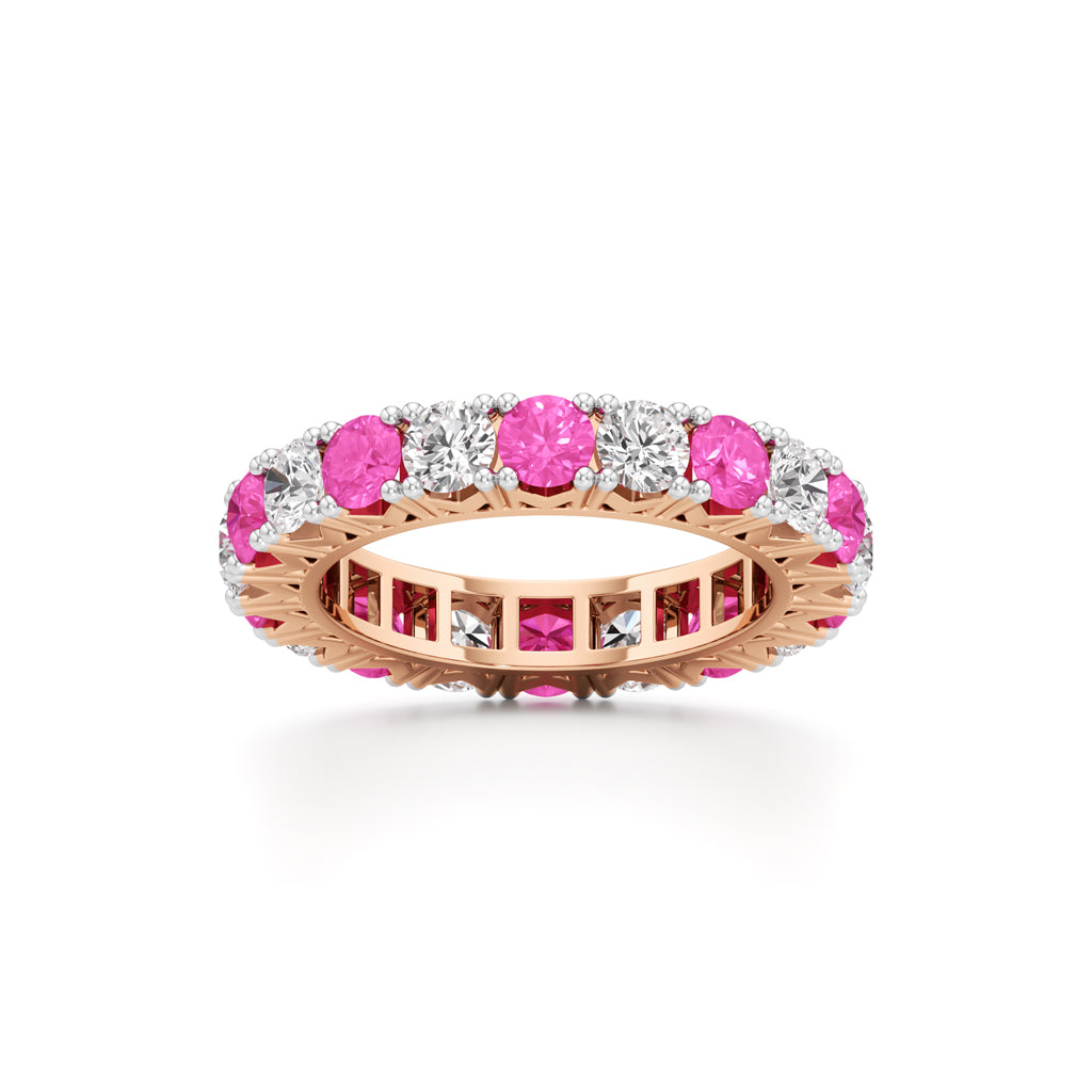 Pink Sapphire & Diamond Eternity Band