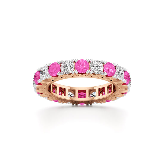 Pink Sapphire & Diamond Eternity Band