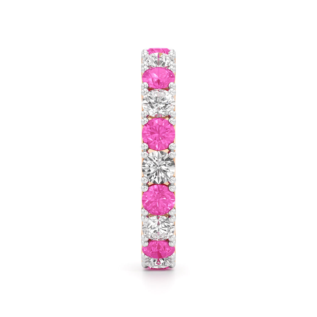 Pink Sapphire & Diamond Eternity Band