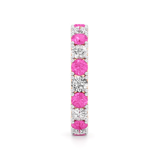 Pink Sapphire & Diamond Eternity Band