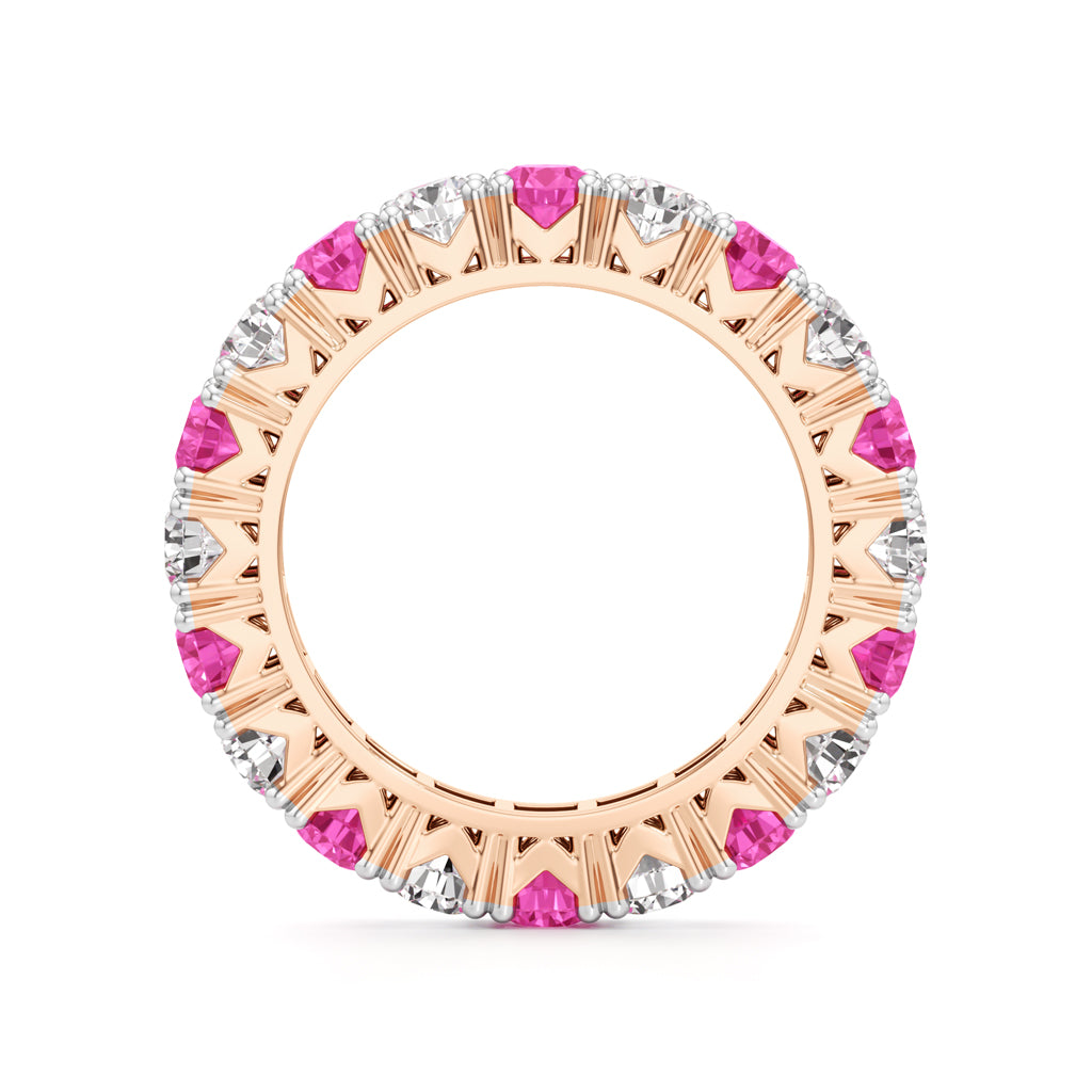 Pink Sapphire & Diamond Eternity Band