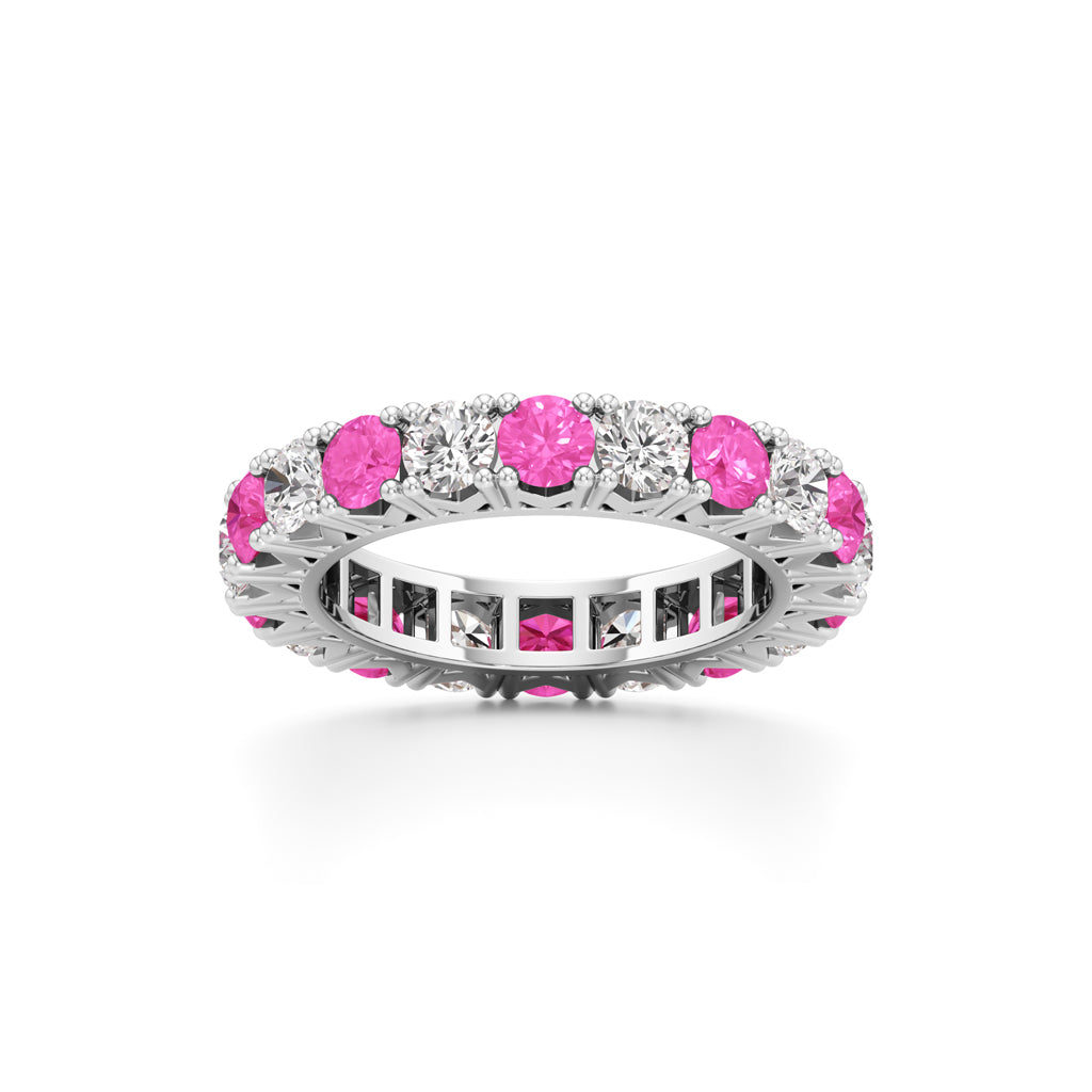 Pink Sapphire & Diamond Eternity Band