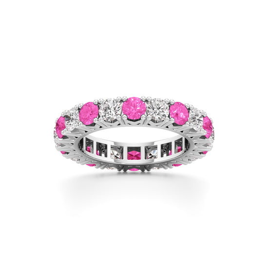 Pink Sapphire & Diamond Eternity Band