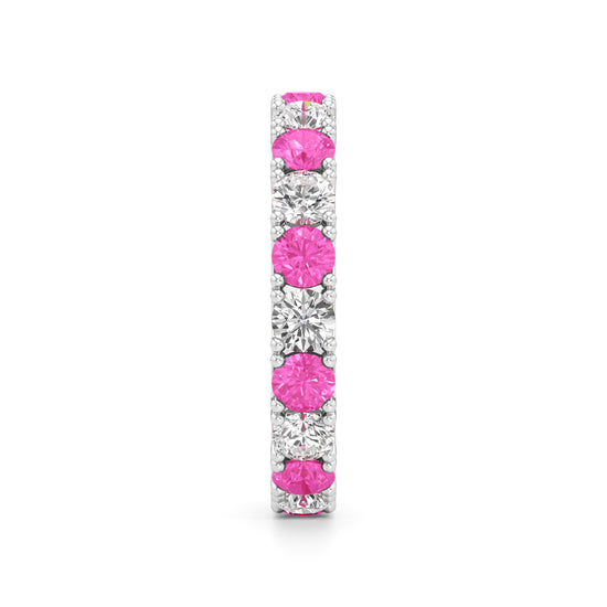 Pink Sapphire & Diamond Eternity Band
