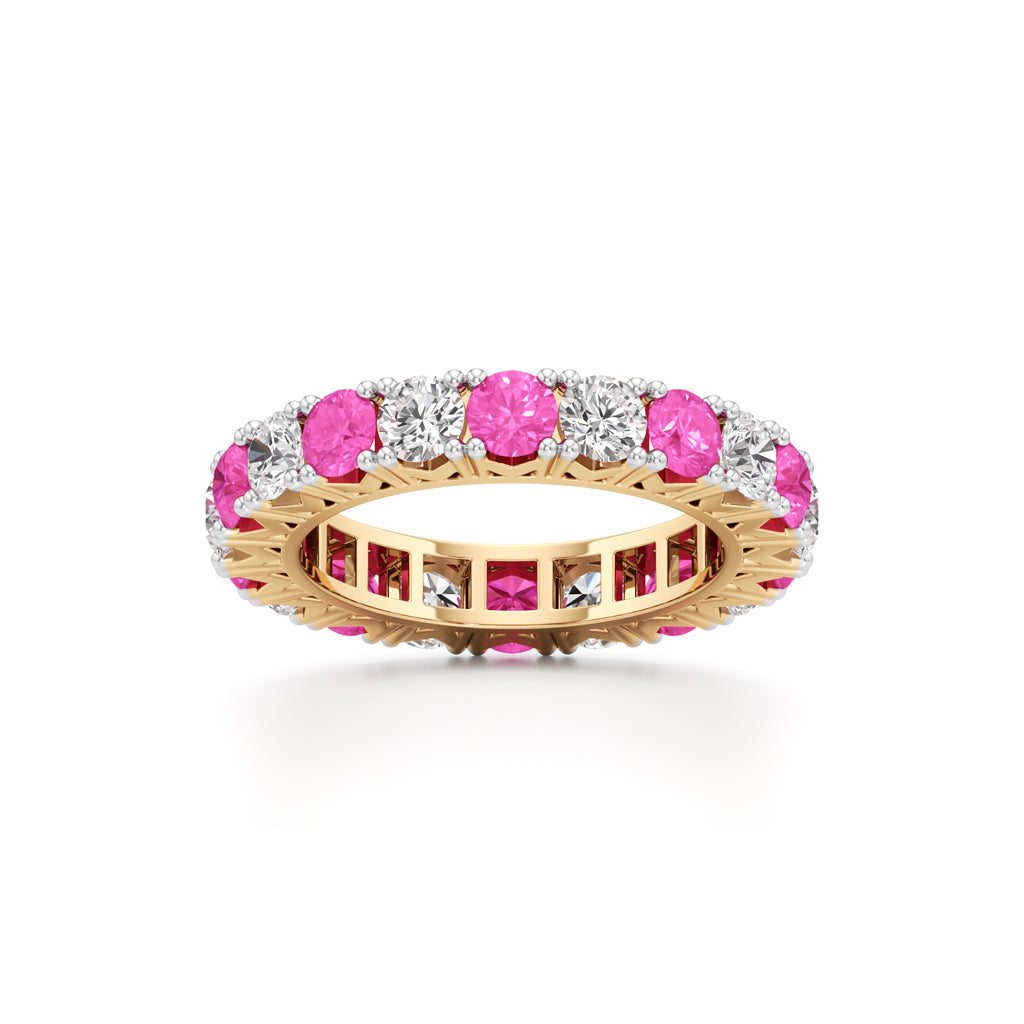 Pink Sapphire & Diamond Eternity Band