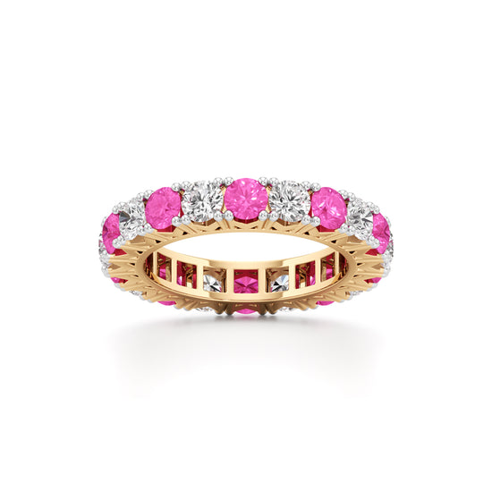 Pink Sapphire & Diamond Eternity Band