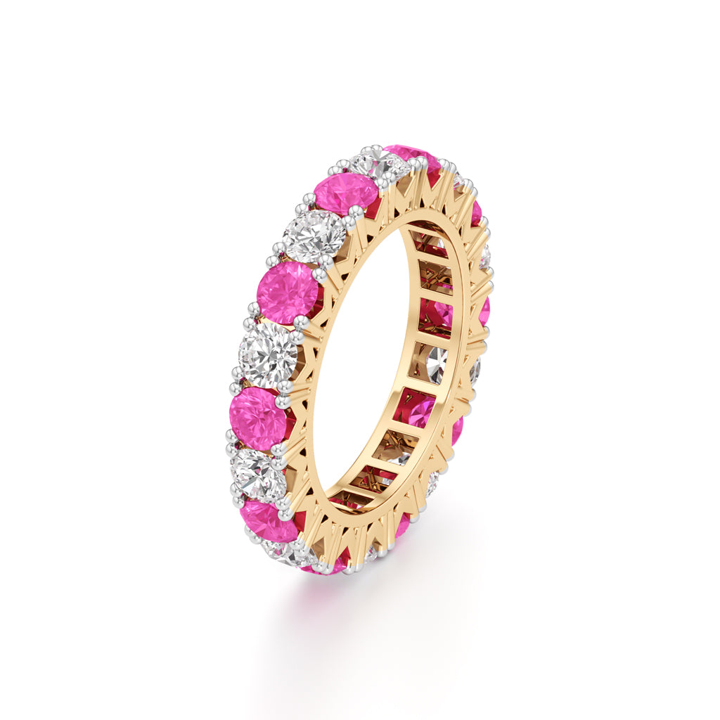 Pink Sapphire & Diamond Eternity Band