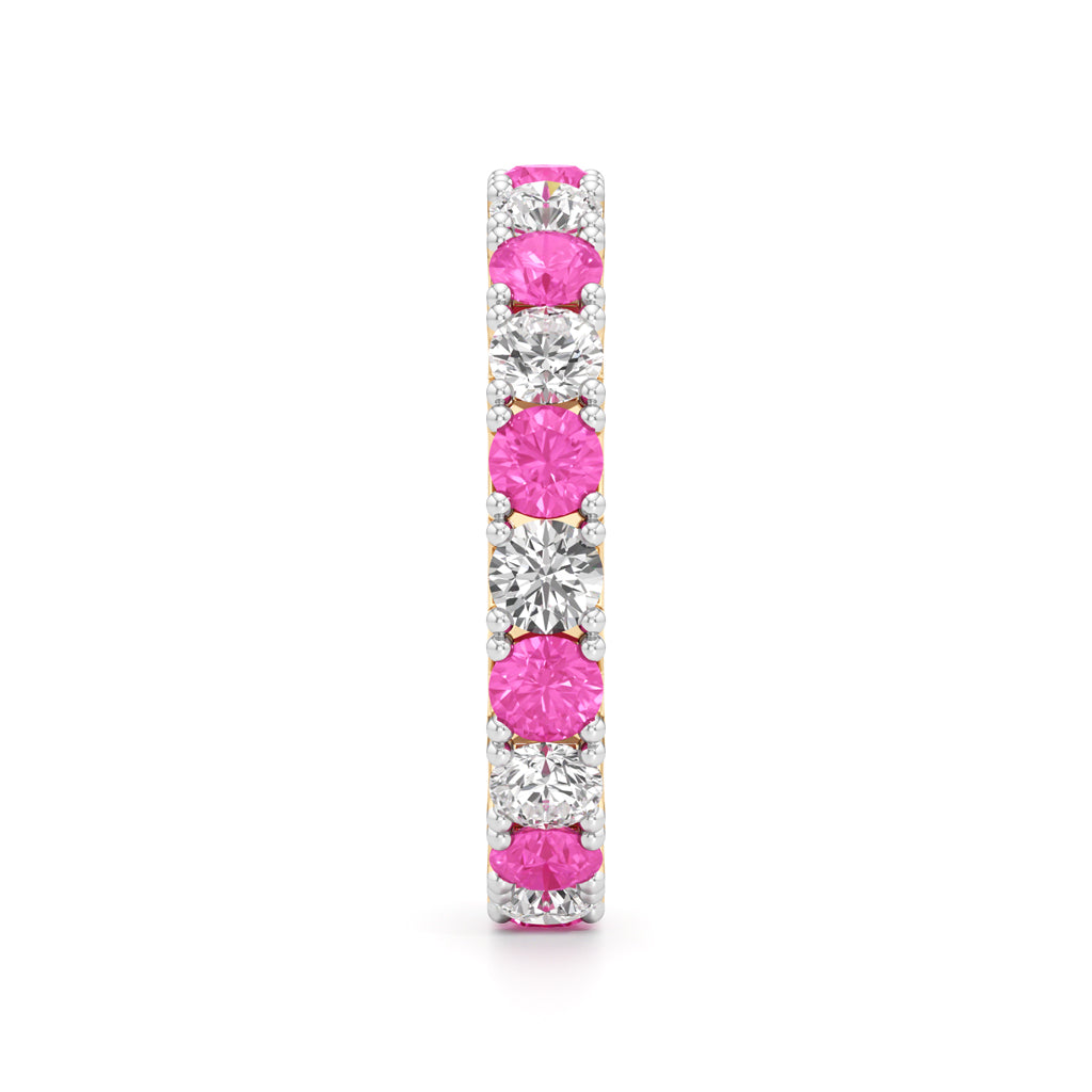 Pink Sapphire & Diamond Eternity Band