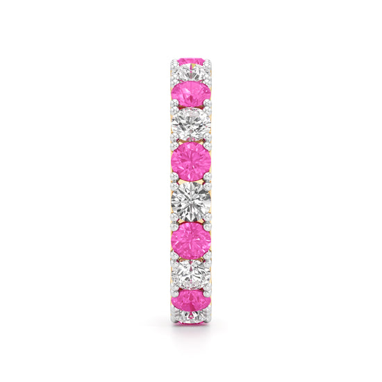 Pink Sapphire & Diamond Eternity Band