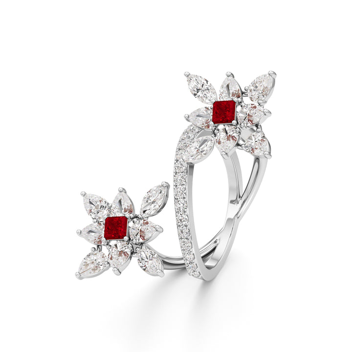 Ruby & Diamond Floral Vivid Ring