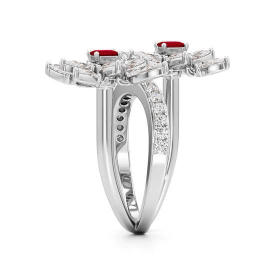 Ruby & Diamond Floral Vivid Ring